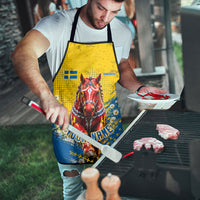 Personalized Sweden Dala Horse Soccer Apron Grunge Swedish Flag Cheering Fans Floral
