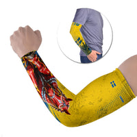 Personalized Sweden Dala Horse Soccer Arm Sleeves Grunge Swedish Flag Cheering Fans Floral