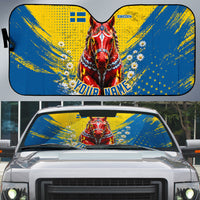 Personalized Sweden Dala Horse Soccer Auto Sun Shade Grunge Swedish Flag Cheering Fans Floral