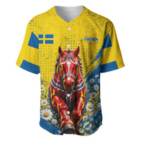 Personalized Sweden Dala Horse Soccer Baseball Jersey Grunge Swedish Flag Cheering Fans Floral