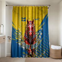 Personalized Sweden Dala Horse Soccer Bathroom Set Grunge Swedish Flag Cheering Fans Floral