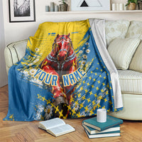 Personalized Sweden Dala Horse Soccer Blanket Grunge Swedish Flag Cheering Fans Floral
