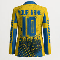 Personalized Sweden Dala Horse Soccer Blazer Grunge Swedish Flag Cheering Fans Floral