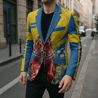 Personalized Sweden Dala Horse Soccer Blazer Grunge Swedish Flag Cheering Fans Floral