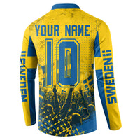 Personalized Sweden Dala Horse Soccer Button Sweatshirt Grunge Swedish Flag Cheering Fans Floral