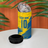 Personalized Sweden Dala Horse Soccer 4 in 1 Can Cooler Tumbler Grunge Swedish Flag Cheering Fans Floral