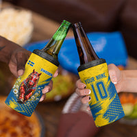 Personalized Sweden Dala Horse Soccer 4 in 1 Can Cooler Tumbler Grunge Swedish Flag Cheering Fans Floral