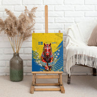 Personalized Sweden Dala Horse Soccer Canvas Wall Art Grunge Swedish Flag Cheering Fans Floral