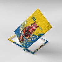 Personalized Sweden Dala Horse Soccer Canvas Wall Art Grunge Swedish Flag Cheering Fans Floral
