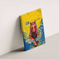 Personalized Sweden Dala Horse Soccer Canvas Wall Art Grunge Swedish Flag Cheering Fans Floral