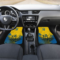 Personalized Sweden Dala Horse Soccer Car Mats Grunge Swedish Flag Cheering Fans Floral