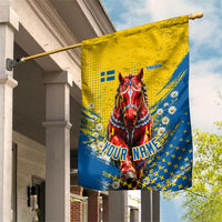 Personalized Sweden Dala Horse Soccer Garden Flag Grunge Swedish Flag Cheering Fans Floral