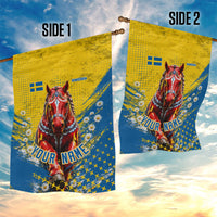 Personalized Sweden Dala Horse Soccer Garden Flag Grunge Swedish Flag Cheering Fans Floral