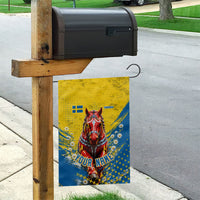 Personalized Sweden Dala Horse Soccer Garden Flag Grunge Swedish Flag Cheering Fans Floral