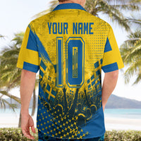 Personalized Sweden Dala Horse Soccer Hawaiian Shirt Grunge Swedish Flag Cheering Fans Floral