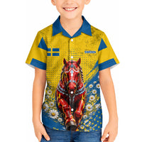 Personalized Sweden Dala Horse Soccer Hawaiian Shirt Grunge Swedish Flag Cheering Fans Floral