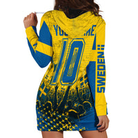 Personalized Sweden Dala Horse Soccer Hoodie Dress Grunge Swedish Flag Cheering Fans Floral