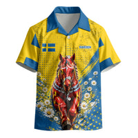 Personalized Sweden Dala Horse Soccer Kid Hawaiian Shirt Grunge Swedish Flag Cheering Fans Floral