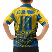 Personalized Sweden Dala Horse Soccer Kid Hawaiian Shirt Grunge Swedish Flag Cheering Fans Floral