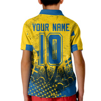 Personalized Sweden Dala Horse Soccer Kid Polo Shirt Grunge Swedish Flag Cheering Fans Floral