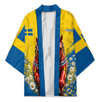 Personalized Sweden Dala Horse Soccer Kimono Grunge Swedish Flag Cheering Fans Floral