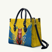 Personalized Sweden Dala Horse Soccer Leather Bag Grunge Swedish Flag Cheering Fans Floral