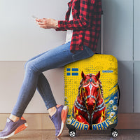Personalized Sweden Dala Horse Soccer Luggage Cover Grunge Swedish Flag Cheering Fans Floral