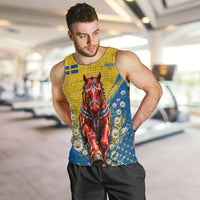 Personalized Sweden Dala Horse Soccer Men Tank Top Grunge Swedish Flag Cheering Fans Floral