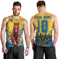 Personalized Sweden Dala Horse Soccer Men Tank Top Grunge Swedish Flag Cheering Fans Floral