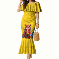 Personalized Sweden Dala Horse Soccer Mermaid Dress Grunge Swedish Flag Cheering Fans Floral