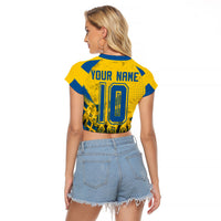 Personalized Sweden Dala Horse Soccer Raglan Cropped T Shirt Grunge Swedish Flag Cheering Fans Floral