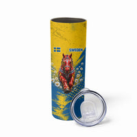 Personalized Sweden Dala Horse Soccer Skinny Tumbler Grunge Swedish Flag Cheering Fans Floral