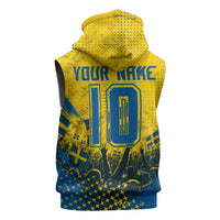 Personalized Sweden Dala Horse Soccer Sleeveless Hoodie Grunge Swedish Flag Cheering Fans Floral