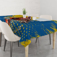 Personalized Sweden Dala Horse Soccer Tablecloth Grunge Swedish Flag Cheering Fans Floral