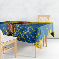 Personalized Sweden Dala Horse Soccer Tablecloth Grunge Swedish Flag Cheering Fans Floral