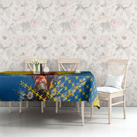 Personalized Sweden Dala Horse Soccer Tablecloth Grunge Swedish Flag Cheering Fans Floral