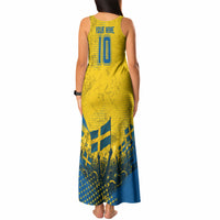 Personalized Sweden Dala Horse Soccer Tank Maxi Dress Grunge Swedish Flag Cheering Fans Floral