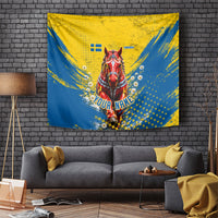 Personalized Sweden Dala Horse Soccer Tapestry Grunge Swedish Flag Cheering Fans Floral