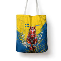 Personalized Sweden Dala Horse Soccer Tote Bag Grunge Swedish Flag Cheering Fans Floral