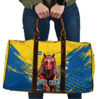 Personalized Sweden Dala Horse Soccer Travel Bag Grunge Swedish Flag Cheering Fans Floral