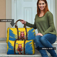 Personalized Sweden Dala Horse Soccer Travel Bag Grunge Swedish Flag Cheering Fans Floral
