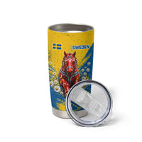 Personalized Sweden Dala Horse Soccer Tumbler Cup Grunge Swedish Flag Cheering Fans Floral