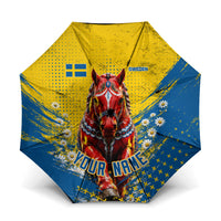 Personalized Sweden Dala Horse Soccer Umbrella Grunge Swedish Flag Cheering Fans Floral