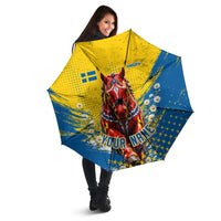 Personalized Sweden Dala Horse Soccer Umbrella Grunge Swedish Flag Cheering Fans Floral