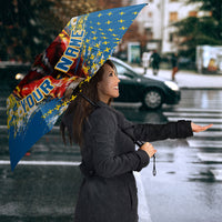 Personalized Sweden Dala Horse Soccer Umbrella Grunge Swedish Flag Cheering Fans Floral