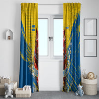 Personalized Sweden Dala Horse Soccer Window Curtain Grunge Swedish Flag Cheering Fans Floral