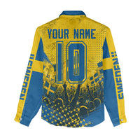Personalized Sweden Dala Horse Soccer Women Casual Shirt Grunge Swedish Flag Cheering Fans Floral