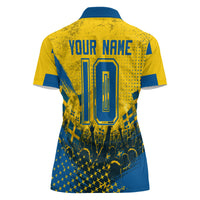 Personalized Sweden Dala Horse Soccer Women Polo Shirt Grunge Swedish Flag Cheering Fans Floral