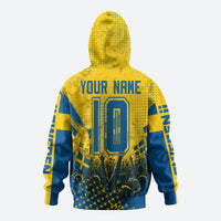 Personalized Sweden Dala Horse Soccer Zip Hoodie Grunge Swedish Flag Cheering Fans Floral