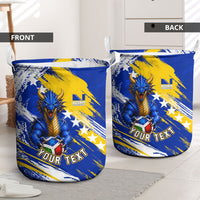 Personalized Bosnia Herzegovina Dragon Soccer Laundry Basket Bosnian Football Flag Stars Fleur De Lis Grunge